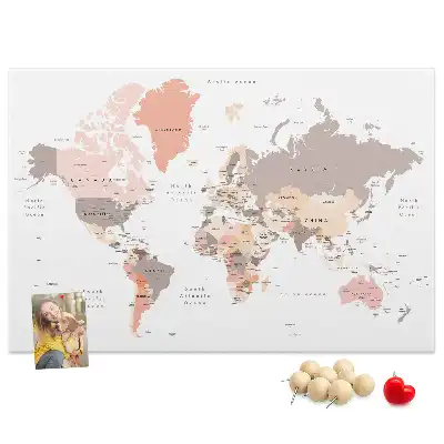 Korková nástenka Detailná mapa sveta