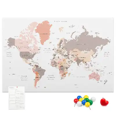 Korková nástenka Detailná mapa sveta