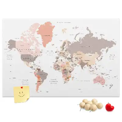 Korková nástenka Detailná mapa sveta