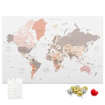 Korková nástenka Detailná mapa sveta