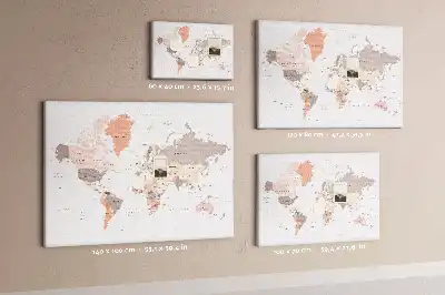 Korková nástenka Detailná mapa sveta