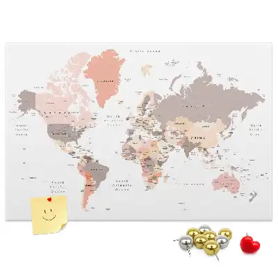 Korková nástenka Detailná mapa sveta