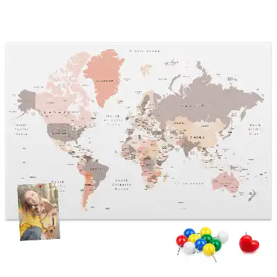 Korková nástenka Detailná mapa sveta