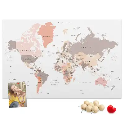 Korková nástenka Detailná mapa sveta