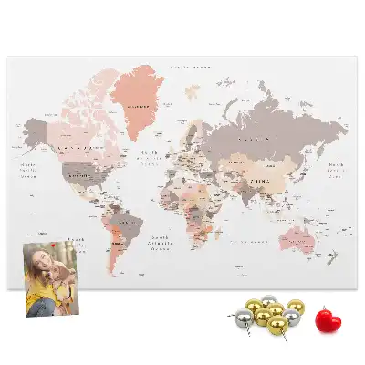 Korková nástenka Detailná mapa sveta