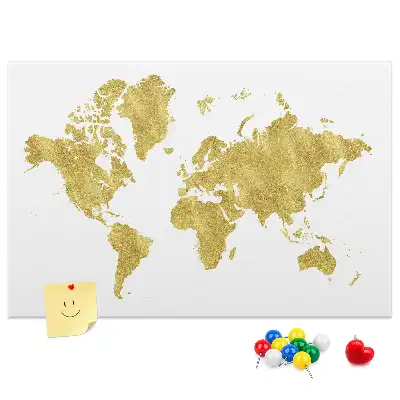 Korková nástenka Zlatá mapa sveta