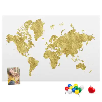 Korková nástenka Zlatá mapa sveta