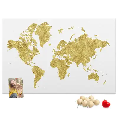 Korková nástenka Zlatá mapa sveta