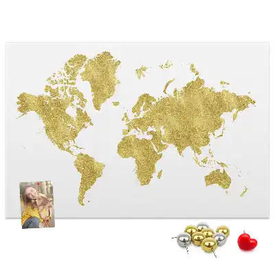 Korková nástenka Zlatá mapa sveta