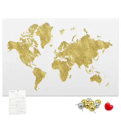 Korková nástenka Zlatá mapa sveta