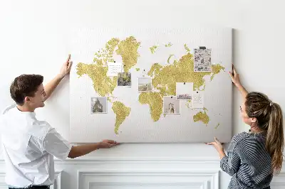 Korková nástenka Zlatá mapa sveta