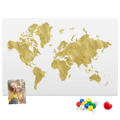 Korková nástenka Zlatá mapa sveta