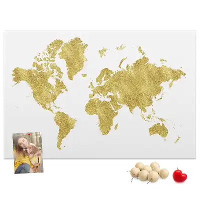 Korková nástenka Zlatá mapa sveta