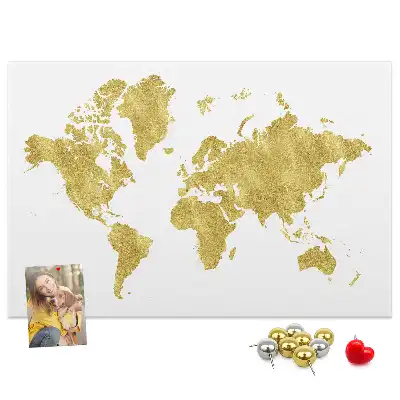 Korková nástenka Zlatá mapa sveta