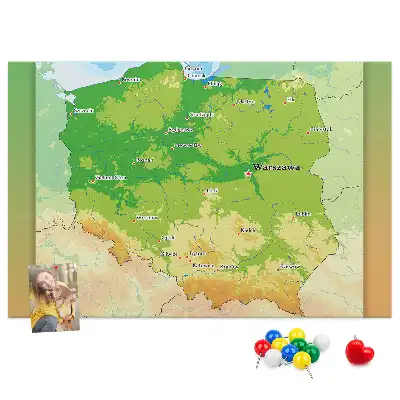 Nástenka do detskej izby s fyzickou mapou Poľska