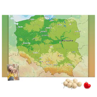 Nástenka do detskej izby s fyzickou mapou Poľska
