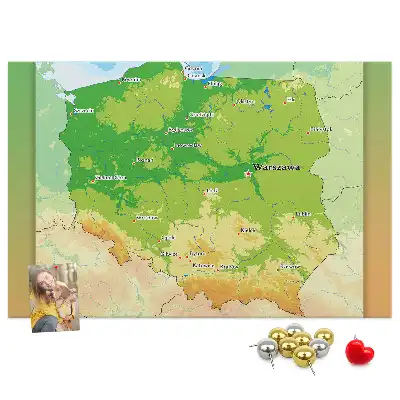 Nástenka do detskej izby s fyzickou mapou Poľska