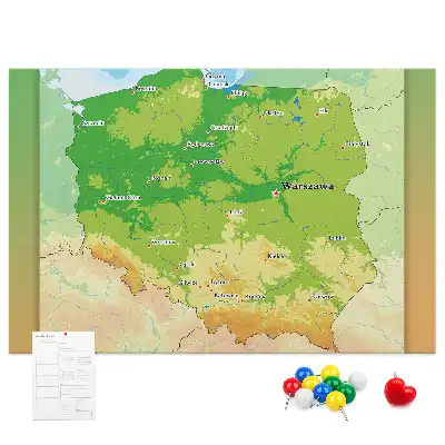 Nástenka do detskej izby s fyzickou mapou Poľska