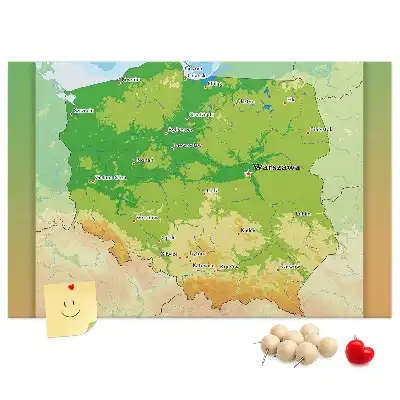 Nástenka do detskej izby s fyzickou mapou Poľska