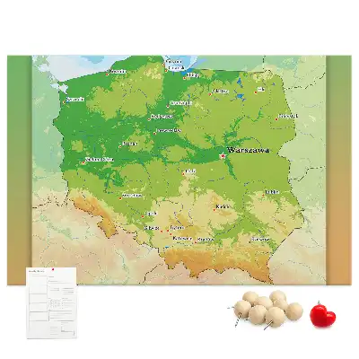 Nástenka do detskej izby s fyzickou mapou Poľska