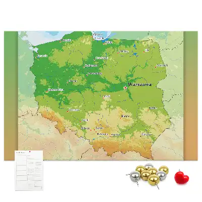 Nástenka do detskej izby s fyzickou mapou Poľska