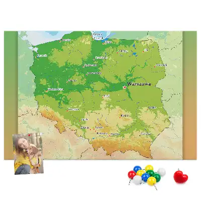 Nástenka do detskej izby s fyzickou mapou Poľska