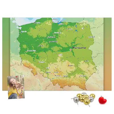 Nástenka do detskej izby s fyzickou mapou Poľska