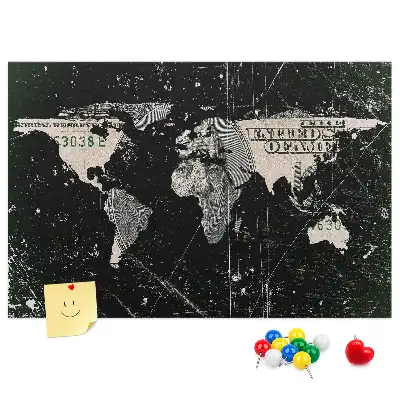 Korková nástenka Mapa sveta dolár