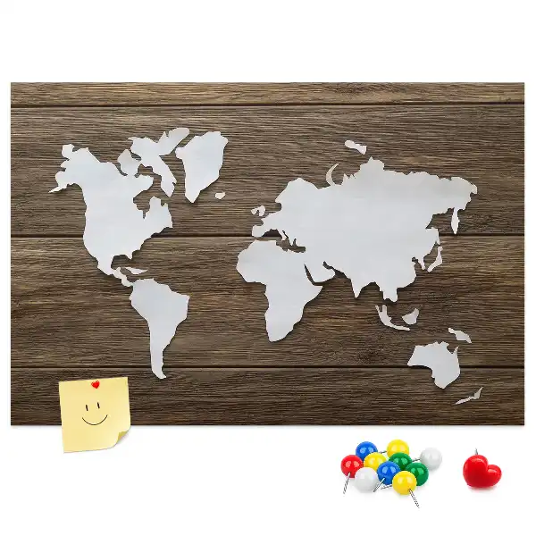 Korková nástenka Mapa sveta na doskách