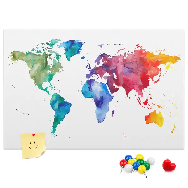 Nástenka do detskej izby Akvarelová mapa sveta