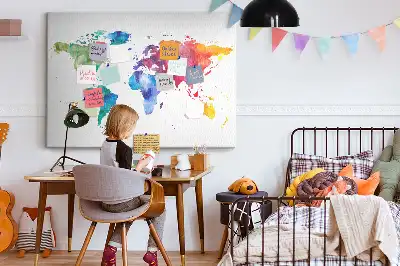 Nástenka do detskej izby Akvarelová mapa sveta