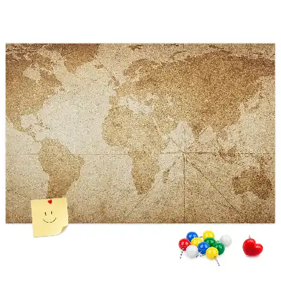 Korková nástenka Zostarnutá mapa kontinentov