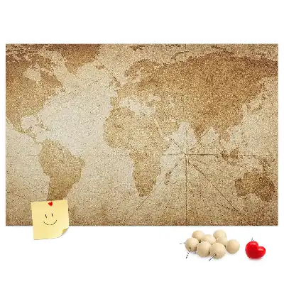 Korková nástenka so starou mapou kontinentov