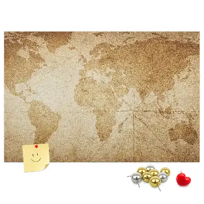 Korková nástenka so starou mapou kontinentov