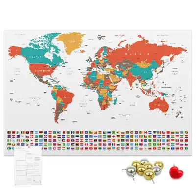 Korková nástenka s farebnou mapou sveta