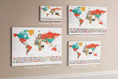 Korková nástenka s farebnou mapou sveta