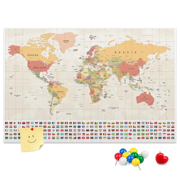 Korková nástenka mapa sveta