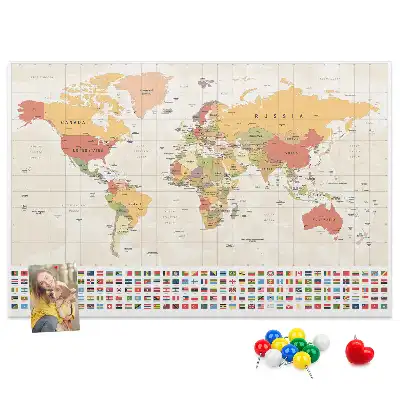Korková nástenka mapa sveta