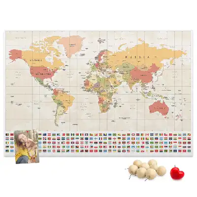 Korková nástenka mapa sveta