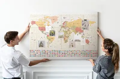 Korková nástenka mapa sveta