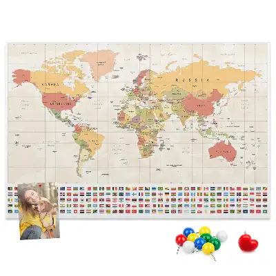 Korková nástenka mapa sveta
