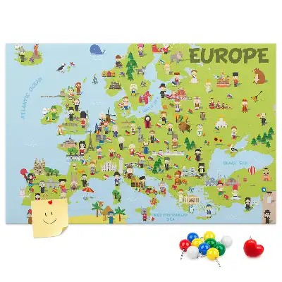 Korková nástenka Mapa sveta s vlajkami