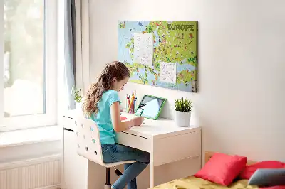 Korková nástenka Mapa sveta s vlajkami
