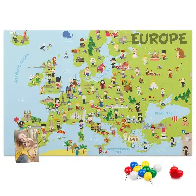 Korková nástenka Mapa sveta s vlajkami