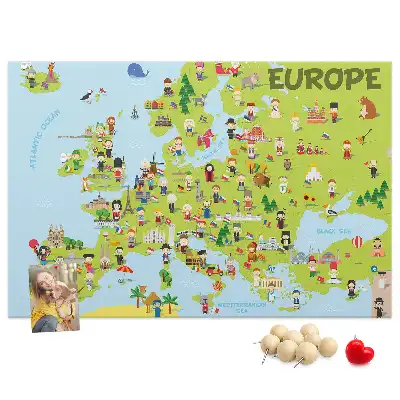 Korková nástenka Mapa sveta s vlajkami