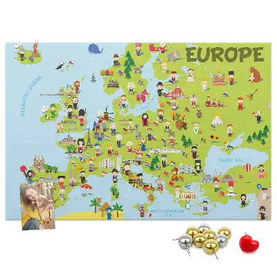 Korková nástenka Mapa sveta s vlajkami
