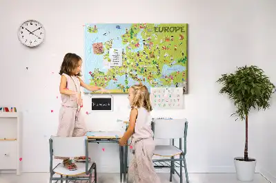 Korková nástenka Mapa sveta s vlajkami