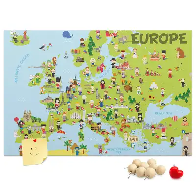 Korková nástenka Mapa sveta s vlajkami