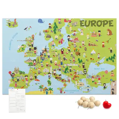 Korková nástenka Mapa sveta s vlajkami