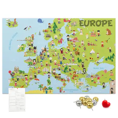 Korková nástenka Mapa sveta s vlajkami